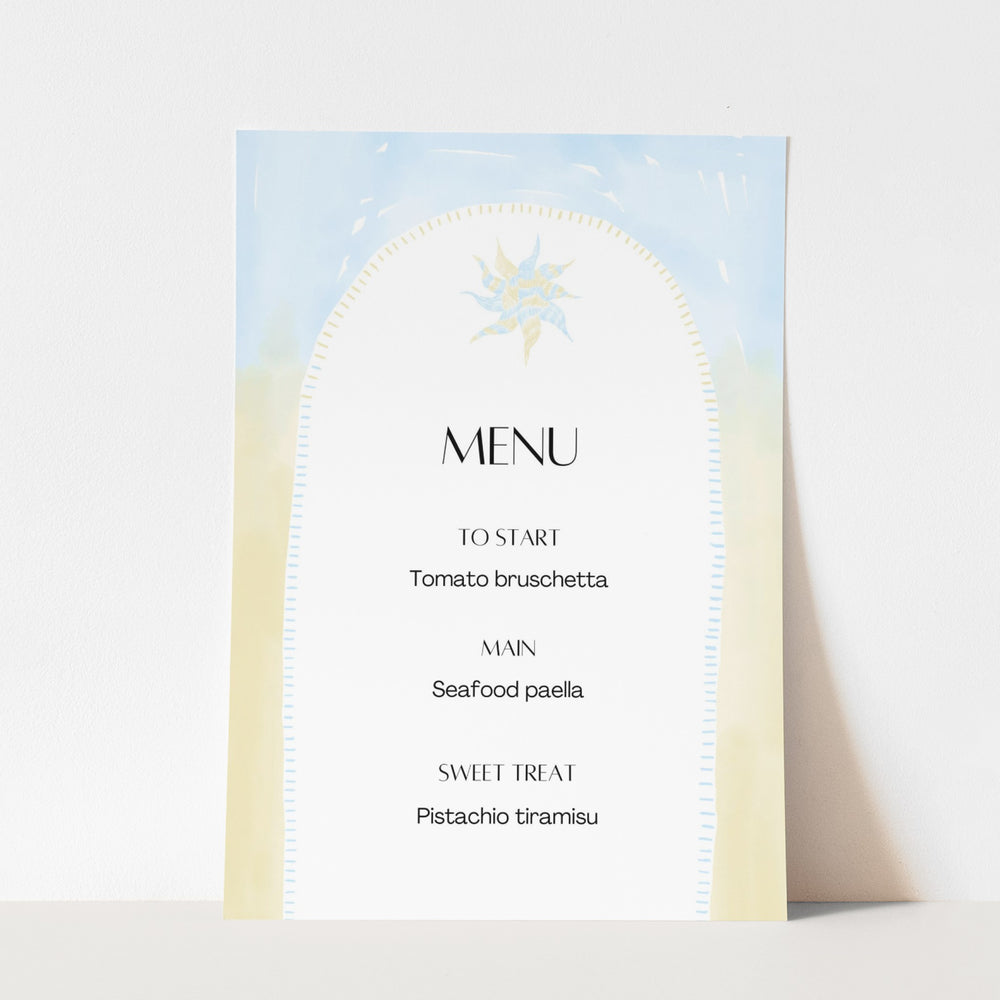 Sun ray menu template